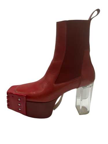 Rick Owens Red Leather "Kiss" Platform Boots Lucit