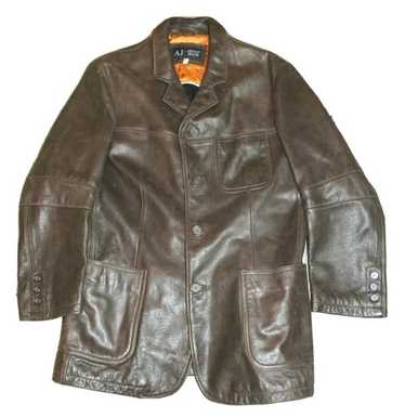 ジャケット・アウター vintage armani jeans lether jacket Vintage Armani Jeans Brown Leather Jacket - Size 50 Gorgeous