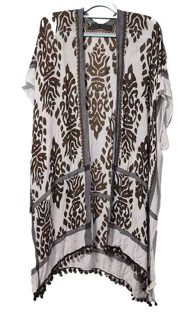 Designer Comfyluxe Kimono Cover Up White Brown Tas