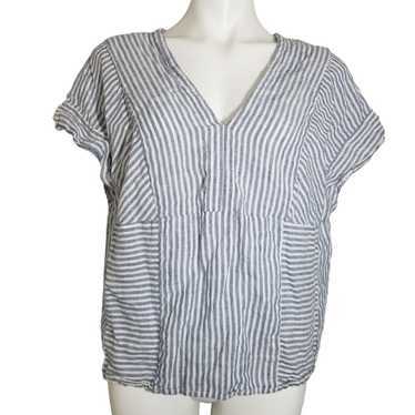 Other Tahari Blue and White Striped Linen Cap Slee