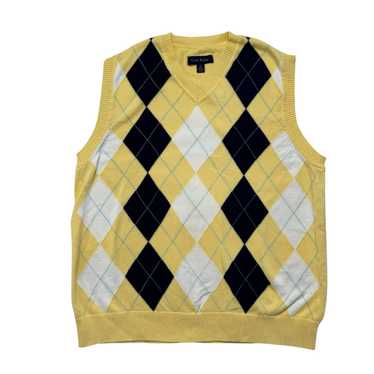 Club Room CLUB ROOM Yellow Blue Argyle Sweater Ves