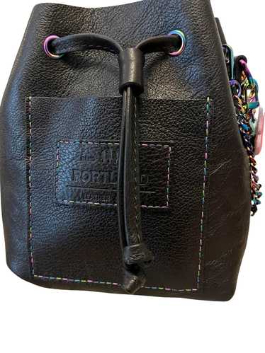 Portland Leather Small Black Customized Bucket Bag