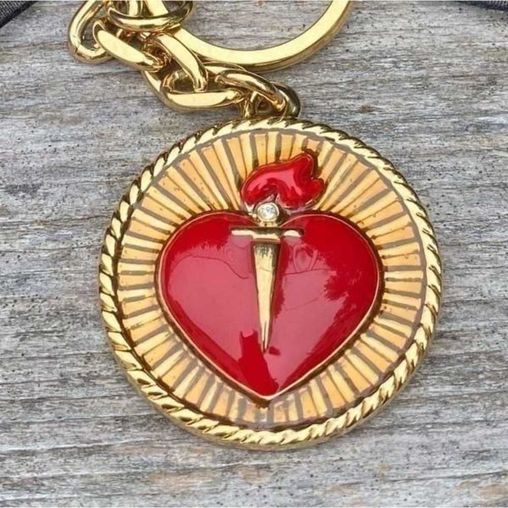 St. John Gold & Red Logo Heart Bag Charm/Keyring.… - image 3