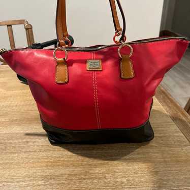 Dooney & Bourke Red and Black Leather Handbag Gent