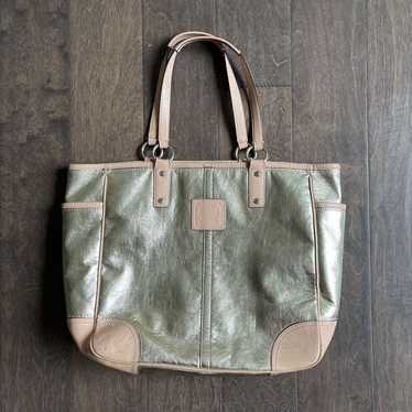 Silver Metallic Coach Tote Bag