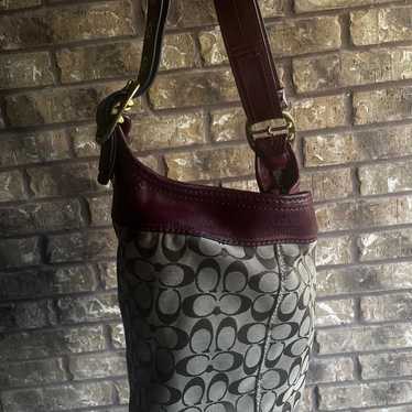 Coach burgundy bleeker bucket bag