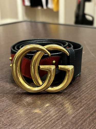 Gucci Gucci Gold Studded Red Leather Belt