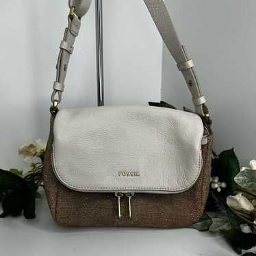 NWOT Fossil Preston Crossbody Bag Small Gray Gold 