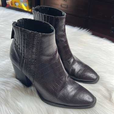 Zara Dark Brown Crocodile Embossed Booties