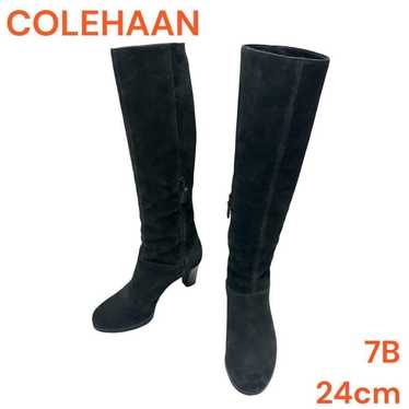 COLE HAAN 7B 24cm Black Suede Side Zip