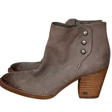 Sam Edelman Studded Leather Ankle Boots Gray Taupe