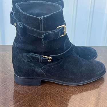 Kate Spade Sabina Black Suede Ankle Boots with Buc