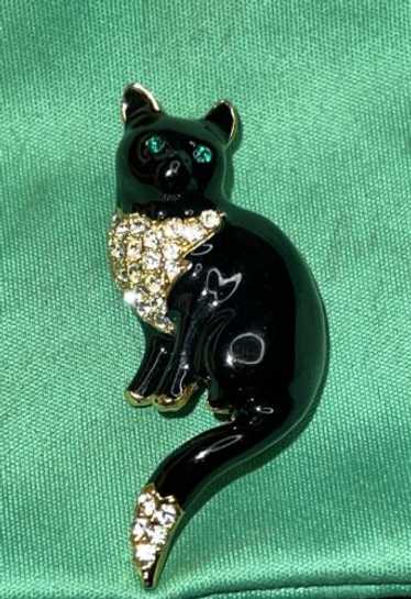1950s enamel cat brooch - Gem
