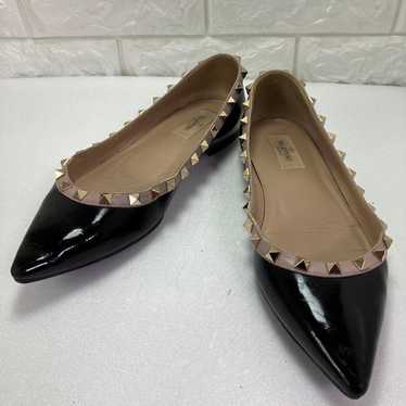 VALENTINO Rockstud Flat Shoes Size 38 1/2 Black