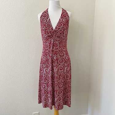 London Times Halter Dress Size 12 Red & White Deep