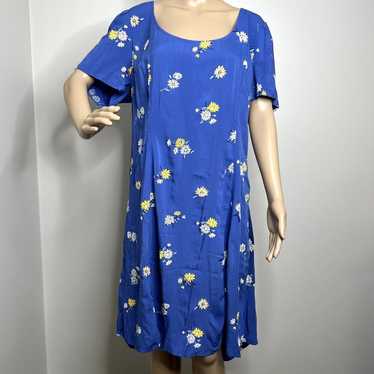 Old Navy Blue Floral Patterned Short Sleeve Dress