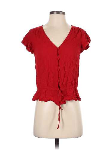 Lucky Brand Women Red Short Sleeve Blouse XS