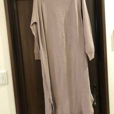 Light Gray Knit Long Dress with Long Sleeves