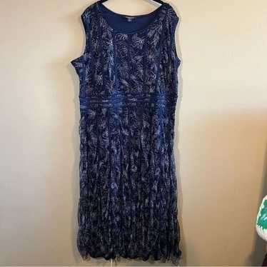 Roaman’s Women’s Navy Blue Floral Long Dress 20W