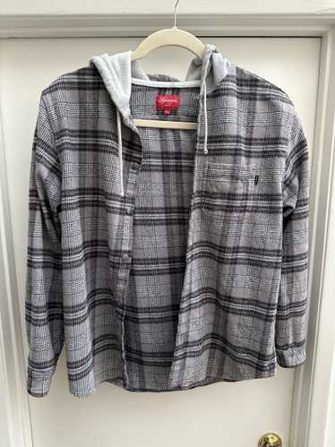 Supreme Hooded Plaid Flannel Shirt