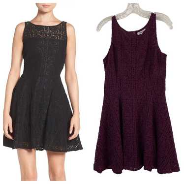 BB Dakota Paloma Burgundy Lace Fit & Flare Dress S