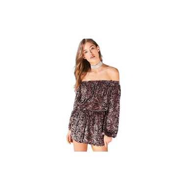 Ecote Burnout Velvet Off-The-Shoulder Romper Size 