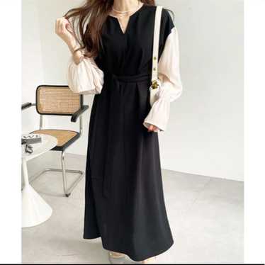 Black long dress with long sleeves