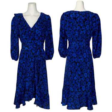 Jason Wu JW Kohls Faux Wrap Dress M Blue Black Flo