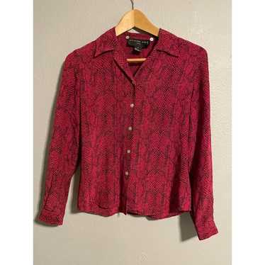 Vintage August Silk Womens Top 2 Petite Fuschia Si