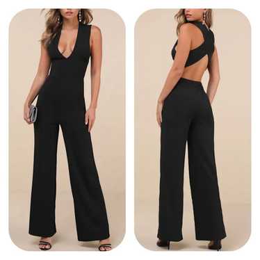 Lulus S black wide leg jumpsuit