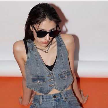 Vintage Cropped Denim Vest