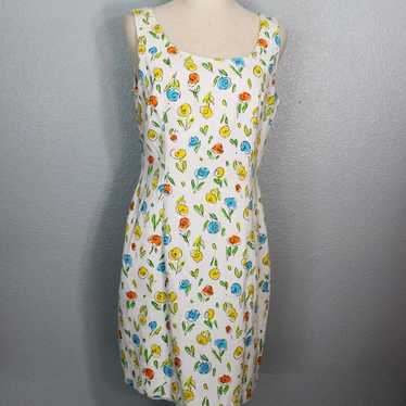 Maggy London White Floral Sheath Dress Size 10