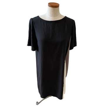 Eileen Fisher Color Block silk shift dress Black C