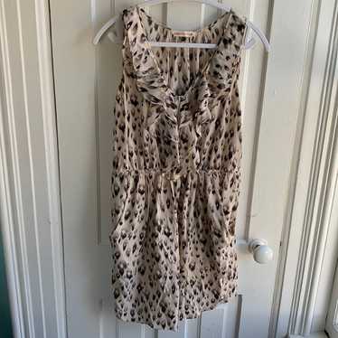 Rebecca Taylor Animal Print Ruffle Sleeveless Silk