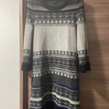 Theory Cashmere 100% Fair Isle Dress Gray