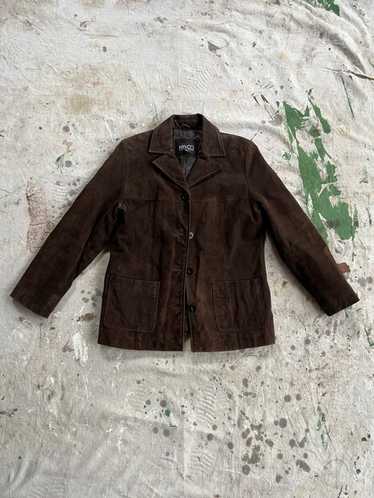 90’s chocolate brown suede coat