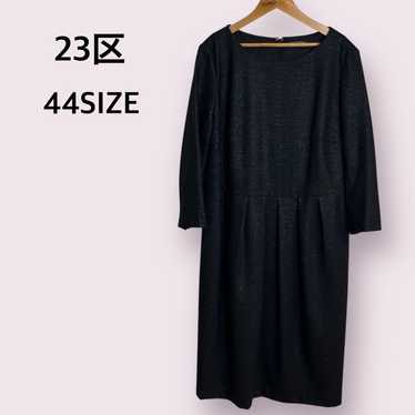 【44: Plus Size】23区 Dress with Glitter, Black, Cere