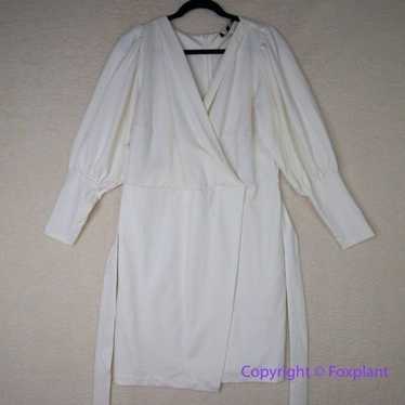 New! Eloquii white Wrap Dress with Puff Sleeves, 1