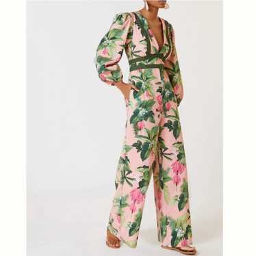 Farm Rio Anthropologie Deep-V Wide Leg Jumpsuit Tr