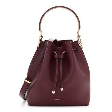 JIMMY CHOO Calfskin Bon Bon Bucket Bag Burgundy