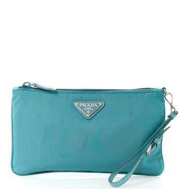 PRADA Tessuto Nylon Saffiano Wristlet Turchese