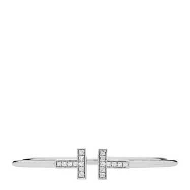 TIFFANY 18K White Gold Diamond T Wire Bracelet