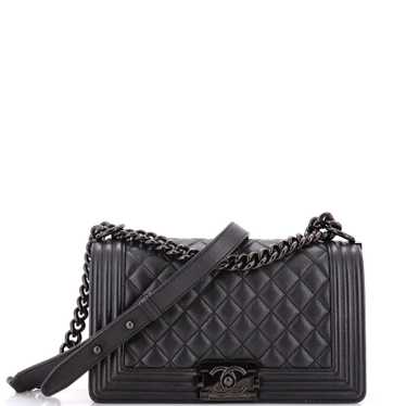 CHANEL Boy Flap Bag Quilted Caviar New Medium