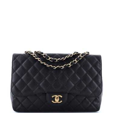 CHANEL Classic Single Flap Bag Quilted Caviar Jumb