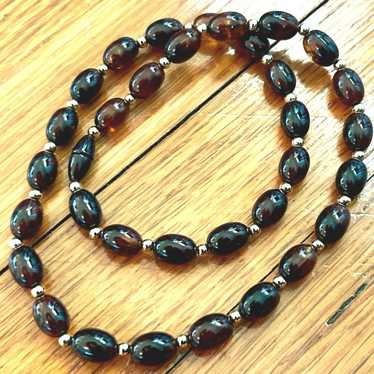 Vintage Tortoiseshell Lucite Bead Necklace 23" Bro