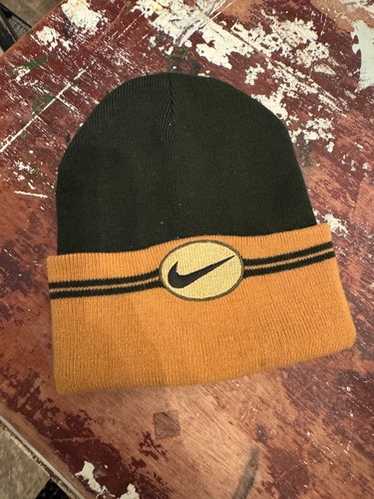 90s NIKE BigSwooshBeanie BURGUNDY×YELLOW Vintage 90s Nike Center Swoosh Logo Beanie | eBay