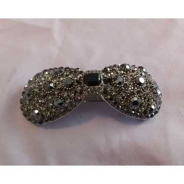 Vintage Rhinestone Bow Hair Clip Barrette