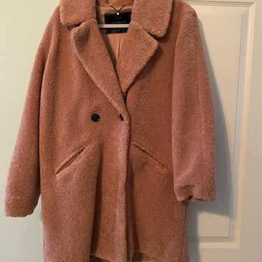 Lucky Brand Faux Fur Teddy Pink Coat Large.