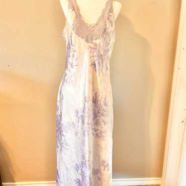 Vintage lavender floral maxi slip dress