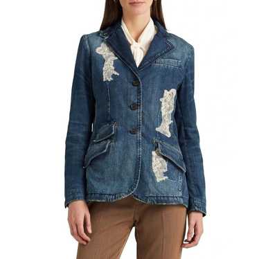 Lauren Ralph Lauren Lace Patchwork Denim Blazer In